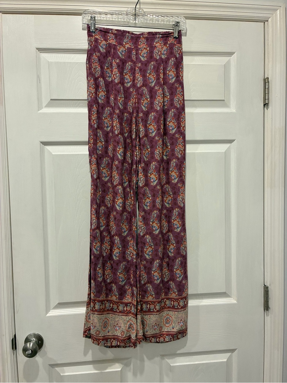 easel Plum Paisley Wide-Leg Pants